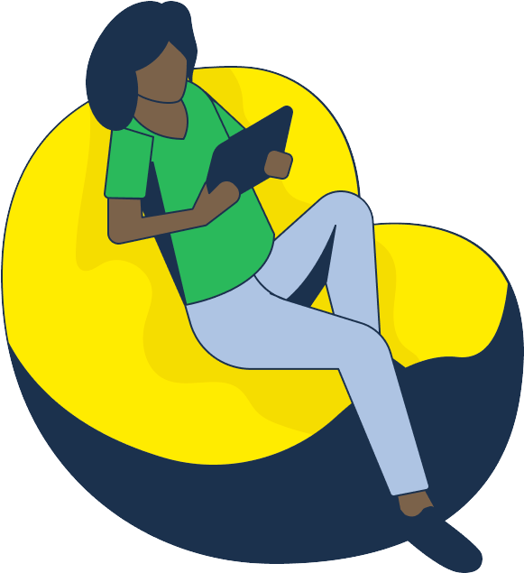 Illustration of a woman sitting and working