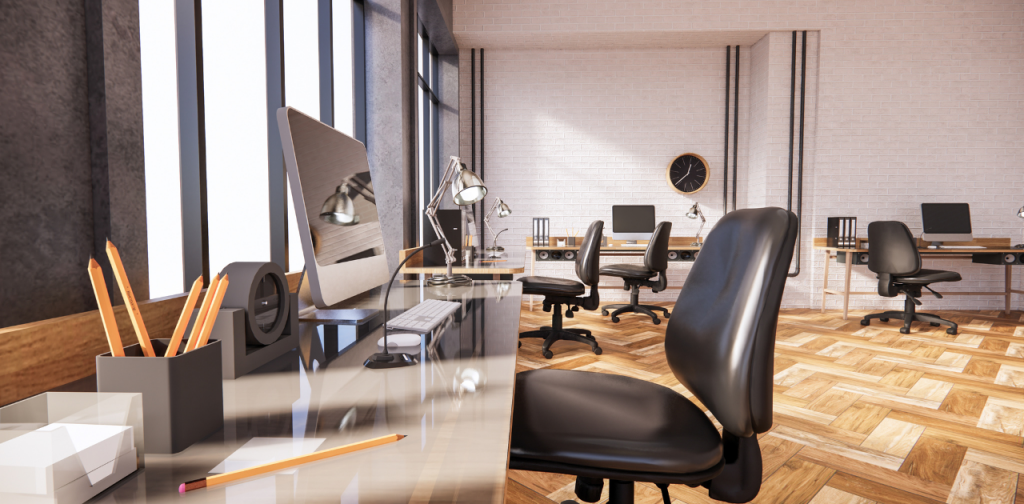 Symbolbild für Büro- und Gewerbeflächen: Blick in ein Büro mit mehreren Arbeitsplätzen